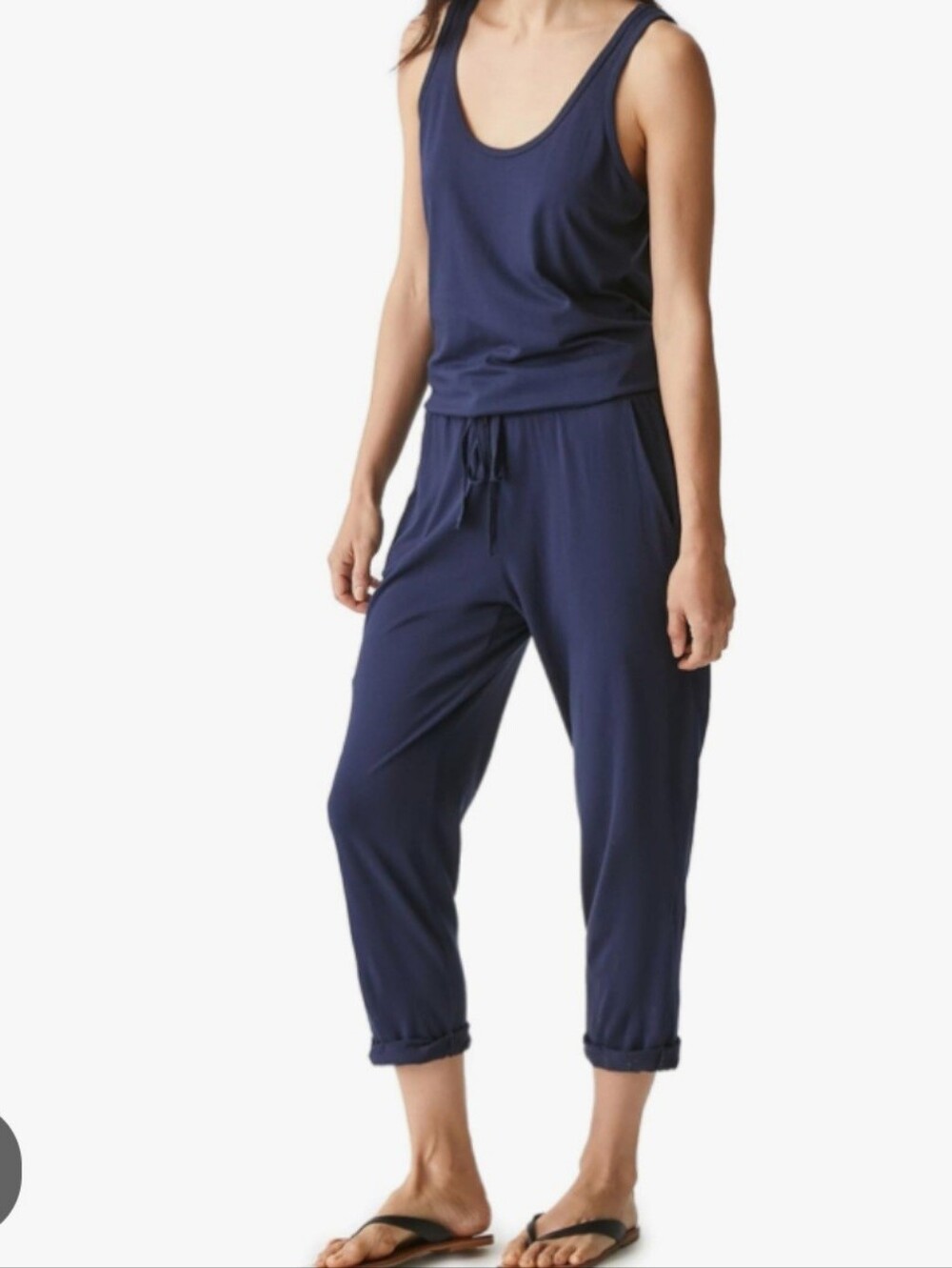Michael Stars Navy Sleeveless Drawstring Jumpsuit